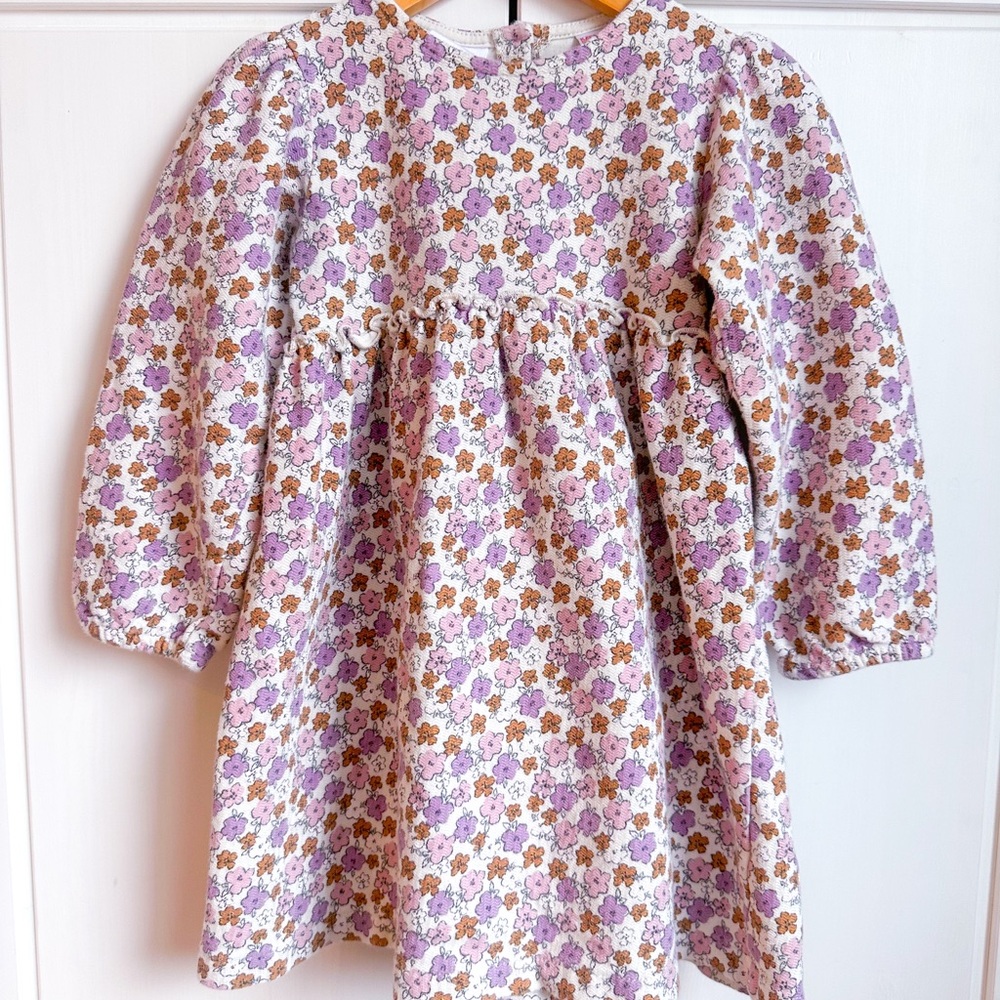 Zara BabyGirl Textured Floral Dress - 4/5 years